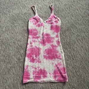 Pink and White Knit Dress